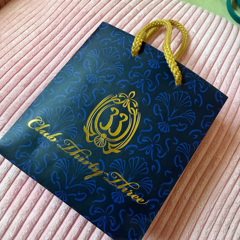Disney Club 33 Gift Bag Small Navy Blue Gold Foil Rope Handle